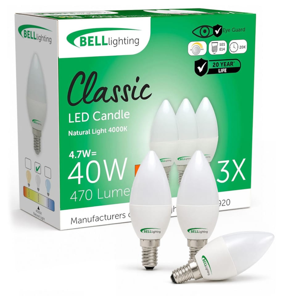image 1 of BELL Lighting E14 Dimmable LED Candle Natural White 4000K 4.7W Light Bulb