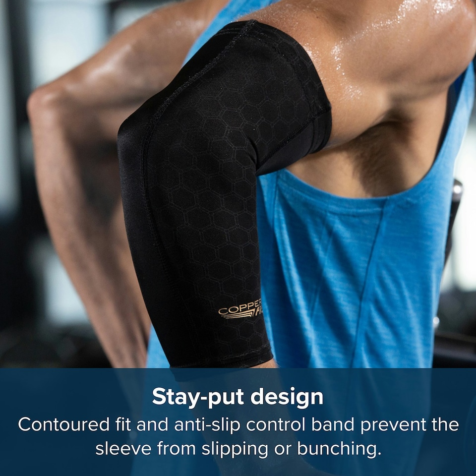 image 1 of Copper Fit Freedom Elbow Compression Sleeve (Large) Black | L