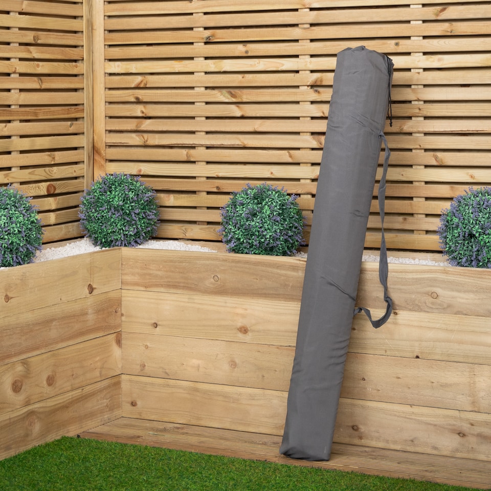 image 1 of Samuel Alexander 2.7m Outdoor Wooden Garden Parasol Sun Shade with Carry Bag in Grey