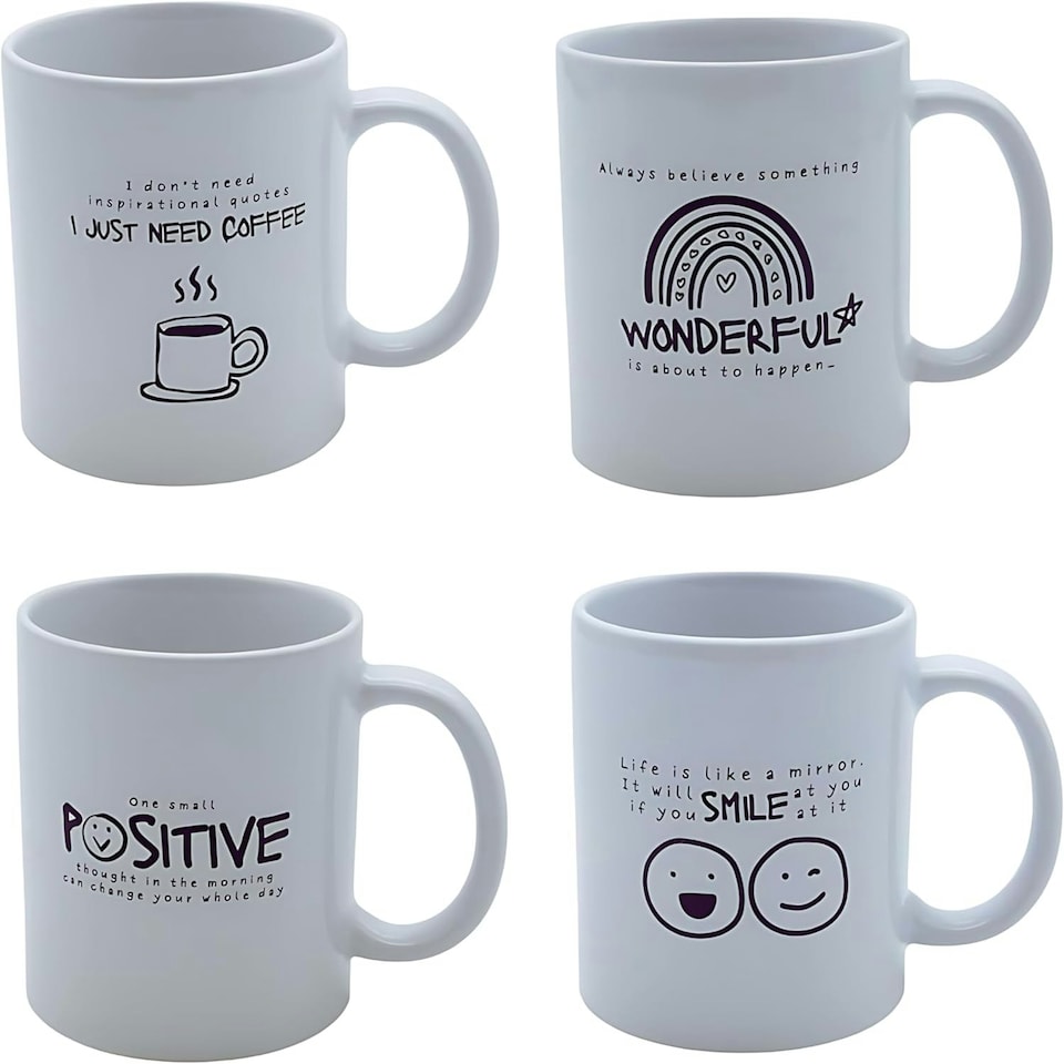 image 1 of Marco Paul Set of 4 Motivational Mugs White