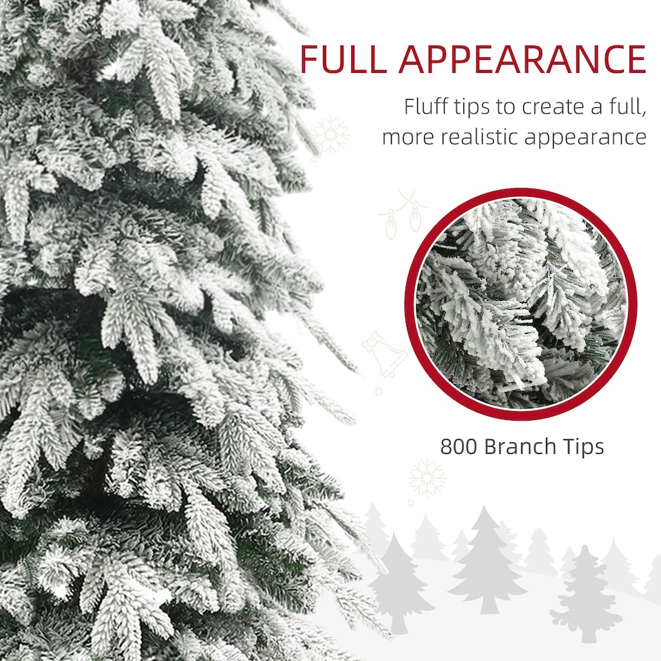 image 1 of HOMCOM 7ft Flocked Pencil Christmas Tree with Auto Open, Steel Base