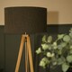 image 1 of ValueLights Barbro Wood Tripod Floor Lamp Drum Shade & Bulb