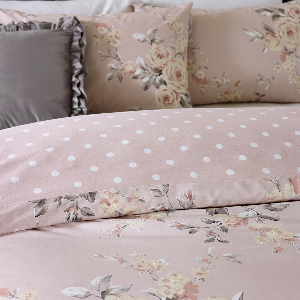image 1 of Canterbury Floral Reversible Duvet Cover Set | Pink | Blush Pink
