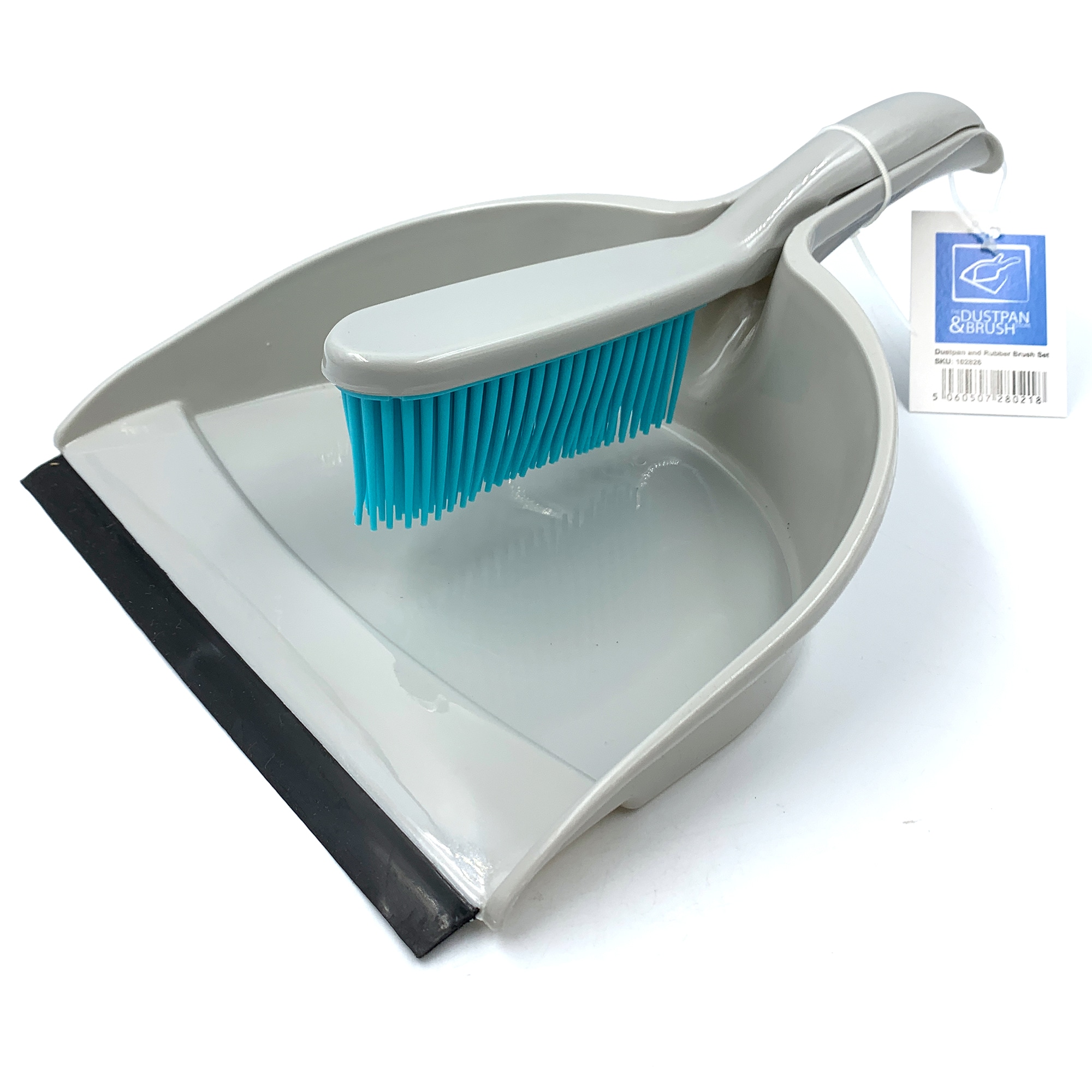 Pet Hair Remover Dustpan and Brush Set with Soft Rubber Bristles and Wide Dustpan