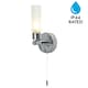 image 2 of Polished Chrome IP44 Bathroom Tube Wall Light With Pull Cord Switch | Chrome | White | 1