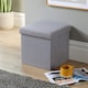 image 1 of Folding Ottoman Cream Boucle Teddy Bear Fabric Chest Solid Storage Box | Grey | Grey