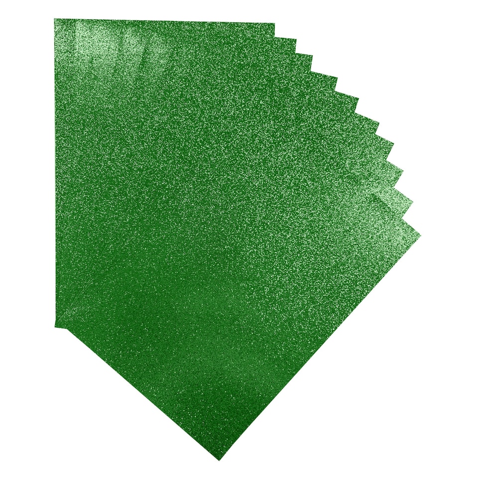 image 1 of Pack of 10 A4 Coloured Glitter Card 230gsm Sheets | Green | Green | A4 | 1