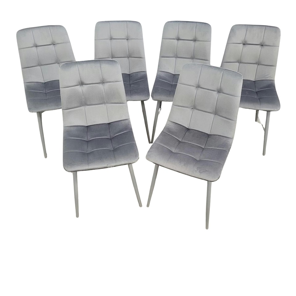 image 1 of Dining Chairs Set of 6 Grey Velvet Kitchen Chairs Grey