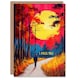 image 1 of Miss You Card Autumn Forest Path Walk Vibrant Sunset Sky