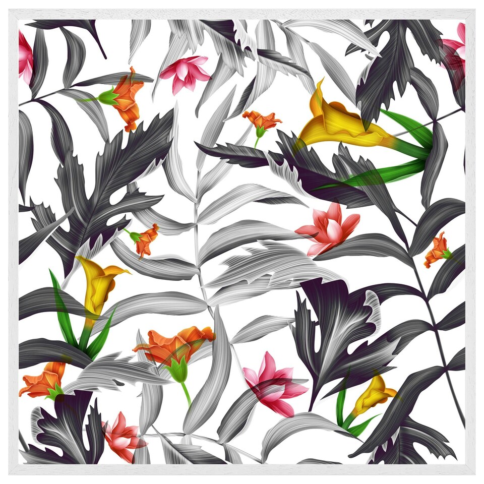 image 1 of Monochrome leaves (Picutre Frame) White | XS