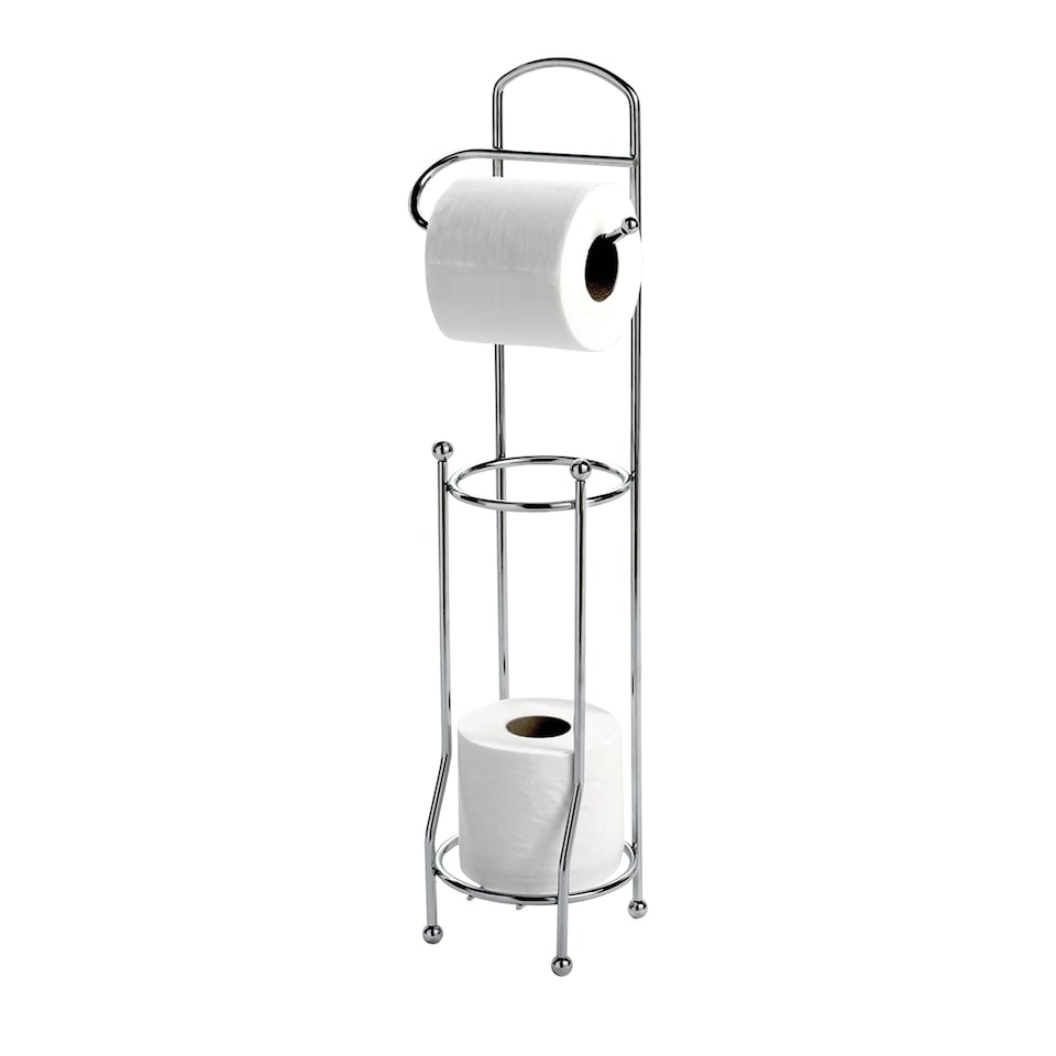 image 1 of Showerdrape Wire Stainless Steel Chrome Toilet Roll Holder & Spare Paper Holder | Silver | 1