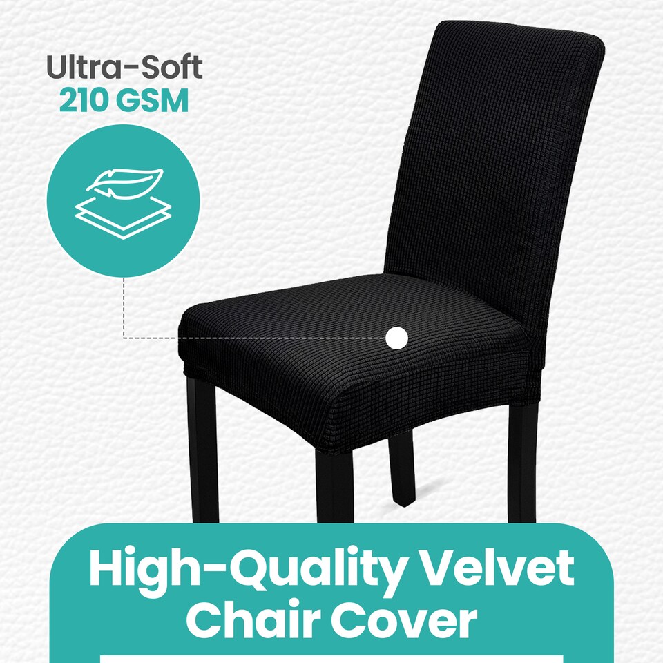 image 1 of Velvet Stretch Chair Covers, Spandex Dining Chair Slipcovers