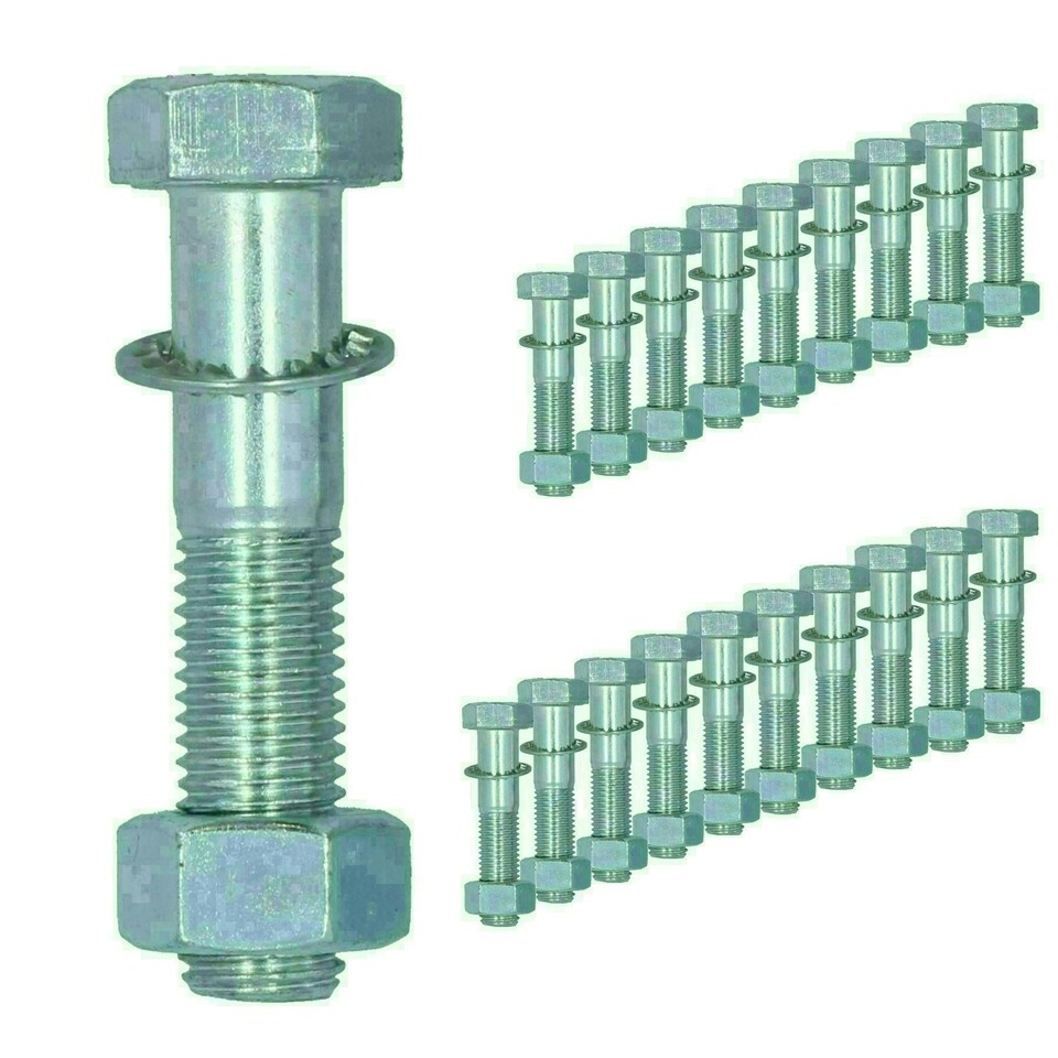 image 1 of M16 (16mm) x 75mm High Tensile Tow Bar Ball Fixing Bolts Washers + Nuts 20 Pack