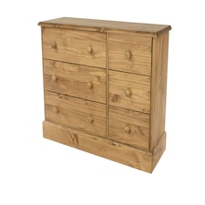 Core Products Cotswold, 3+3 Drawer Wide Chest H77.3cm x W116.3cm x D40.5cm Brown