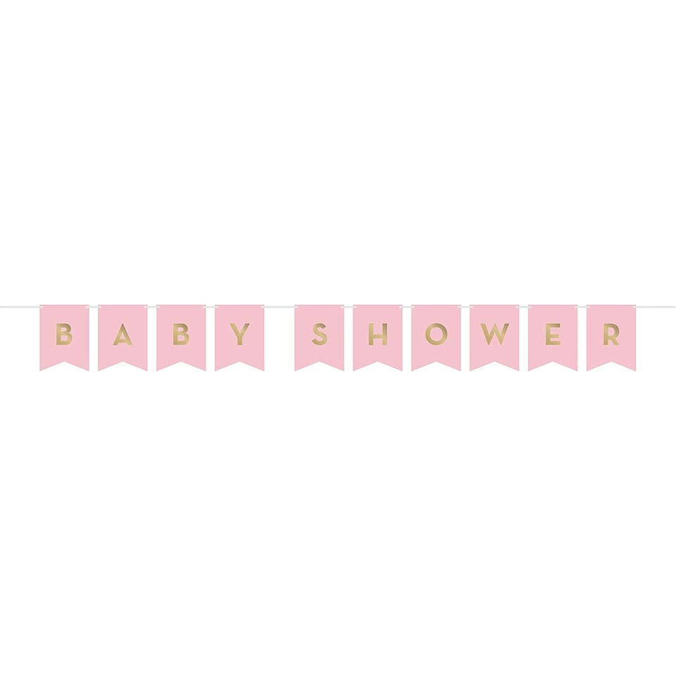 Creative Party Ribbon Baby Shower Banner - Pink/Gold - One Size