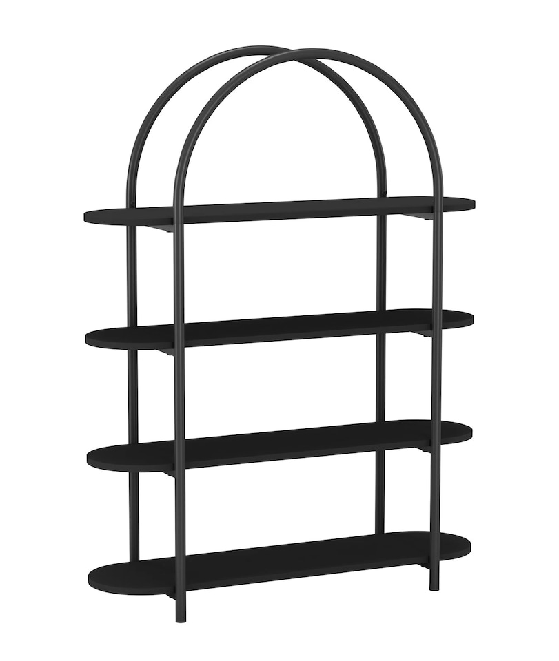 image 1 of 4 Tier Wooden Shelving Arched Unit Industrial Storage Bookcase Display Shelves | Multi | Black