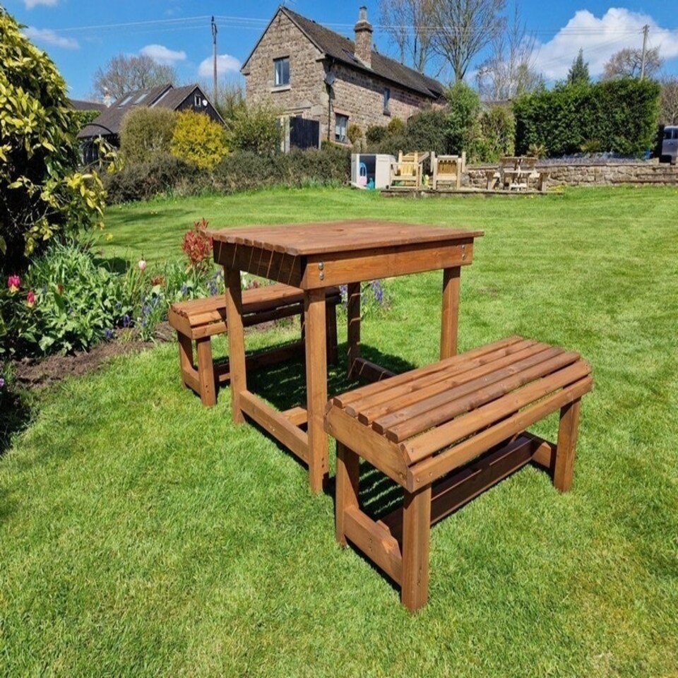 image 1 of Contemporary 4 Seater Garden Table and Bench Set - Timber - L100 x W150 x H75 cm - Fully Assembled