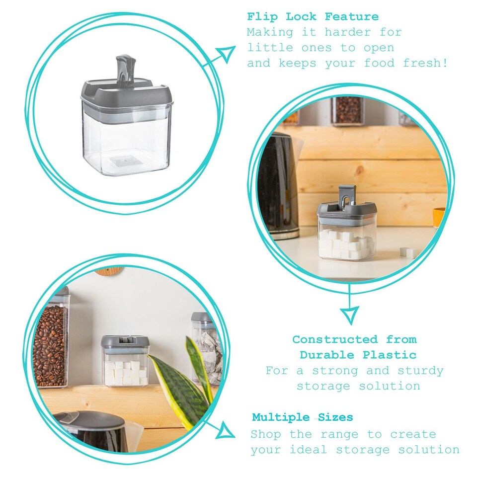 image 1 of Argon Tableware Flip Lock Plastic Food Storage Containers - 500ml - Grey - Pack of 3