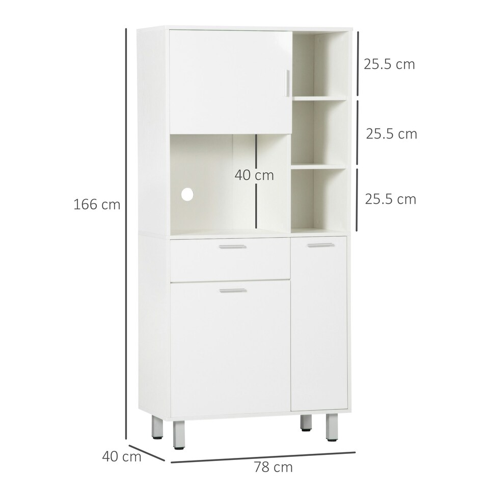 image 1 of HOMCOM Freestanding Kitchen Storage Unit w/ Cupboards, Cabinets