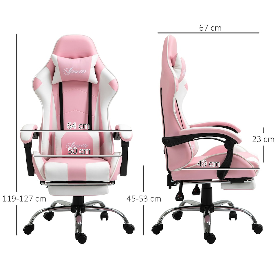 image 1 of Vinsetto Racing Gaming Chair w/ Lumbar Support, Office Gamer Chair, Pink