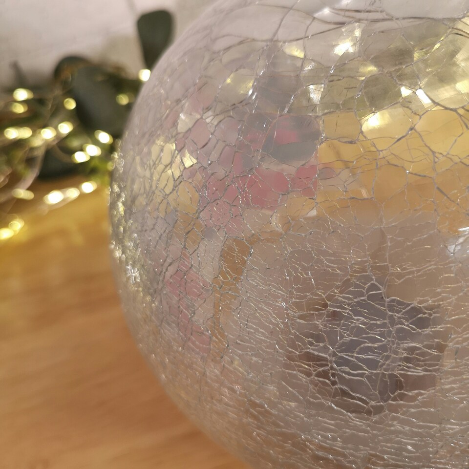 image 1 of 15cm Battery Operated Warm White LED Crackle Effect Ball Christmas Decoration with Gonks