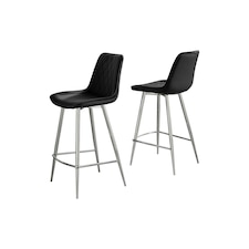 Furniturebox Pesaro Bar Chair Black Velvet Silver Legs x 2