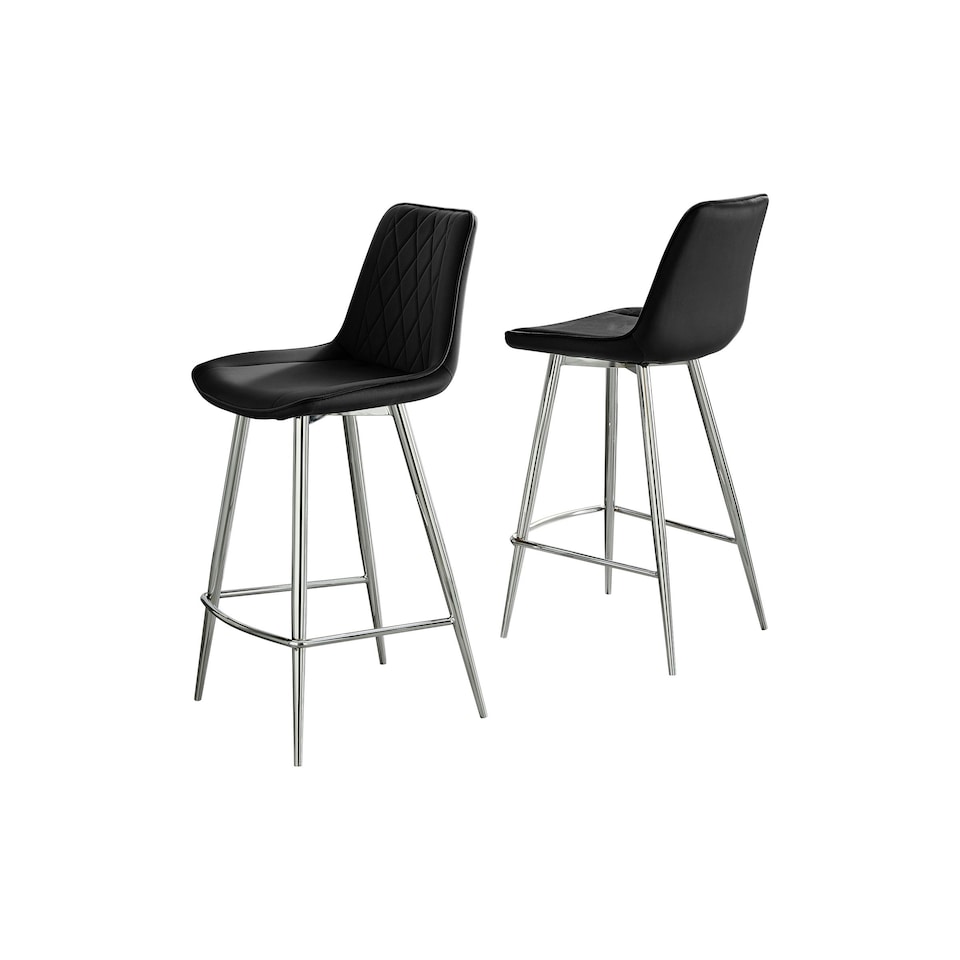 image 1 of Furniturebox Pesaro Bar Chair Black Velvet Silver Legs x 2
