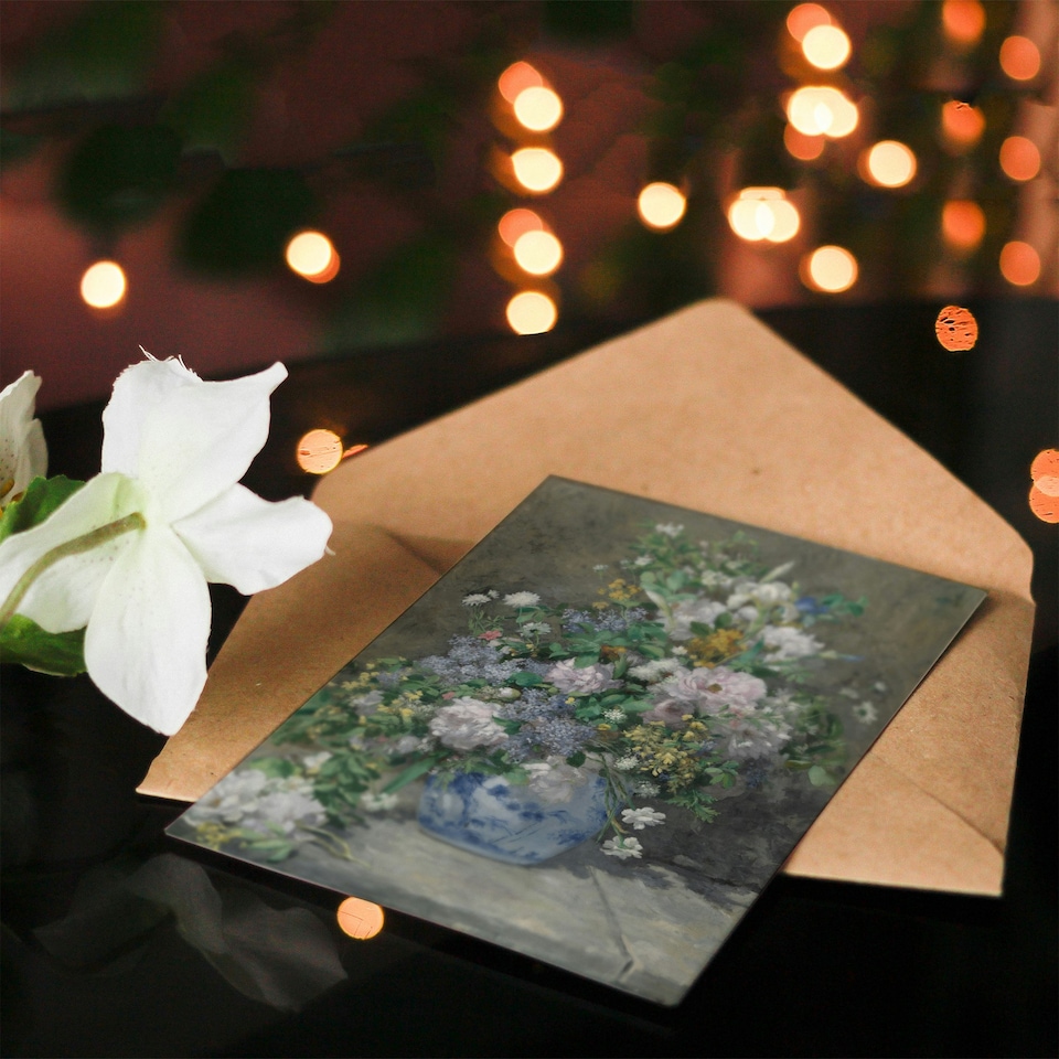 image 1 of Pierre Auguste Renoir Art Card Spring Bouquet in Vase