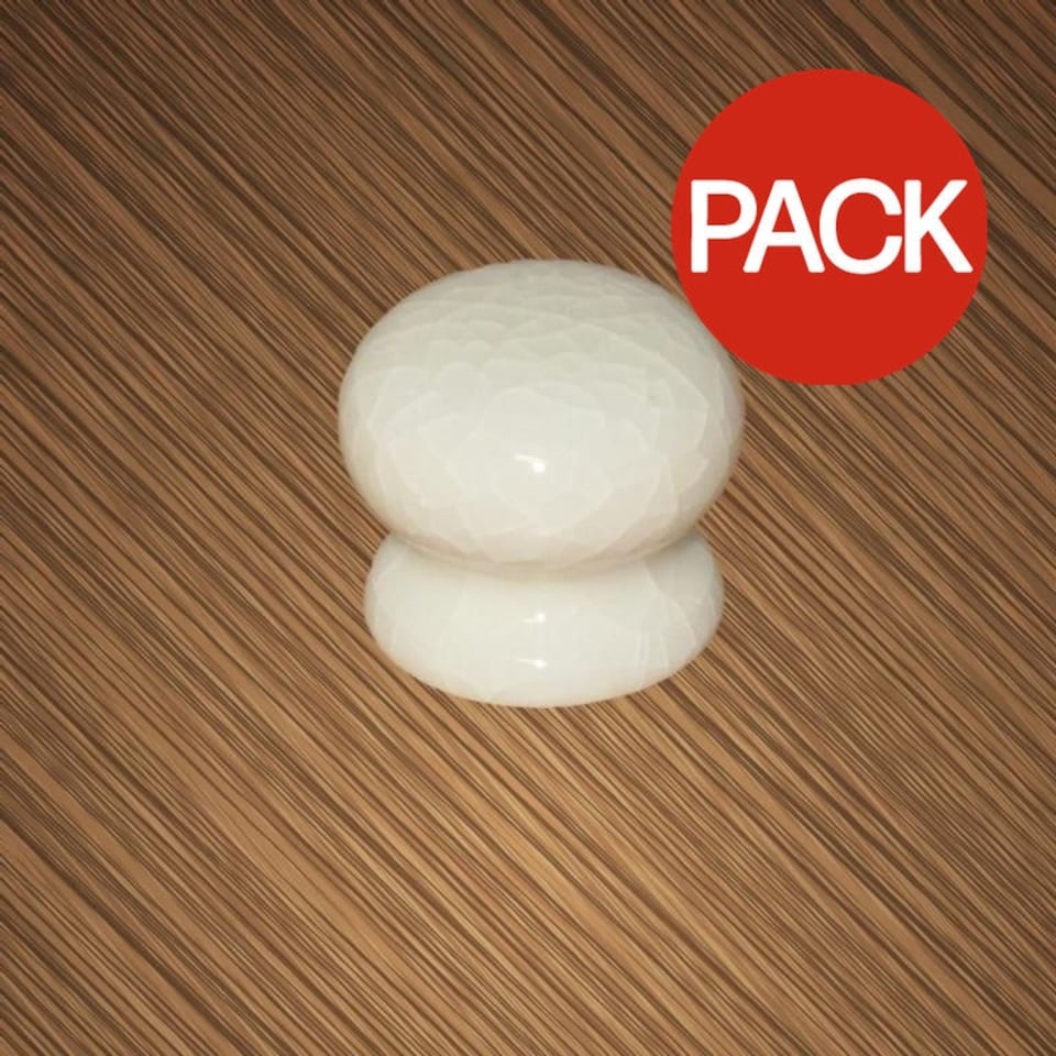 Securit Cracked Ceramic Door Knob (Pack of 2) - White - 35mm