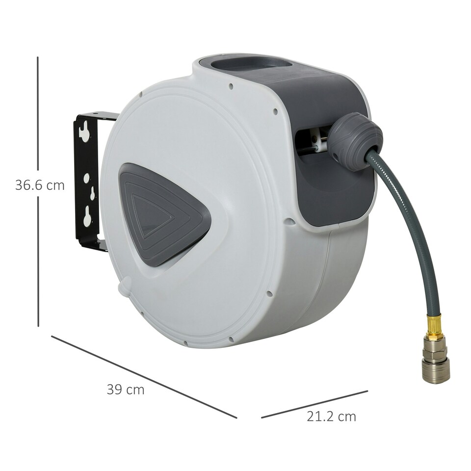 image 1 of DURHAND Retractable Air Hose Reel Auto Self-Winding Wall Mounted 1/4" 15m+140cm