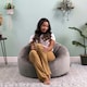 image 2 of icon Aurora Classic Velvet Bean Bag Chair Charcoal Grey Bean Bags Grey