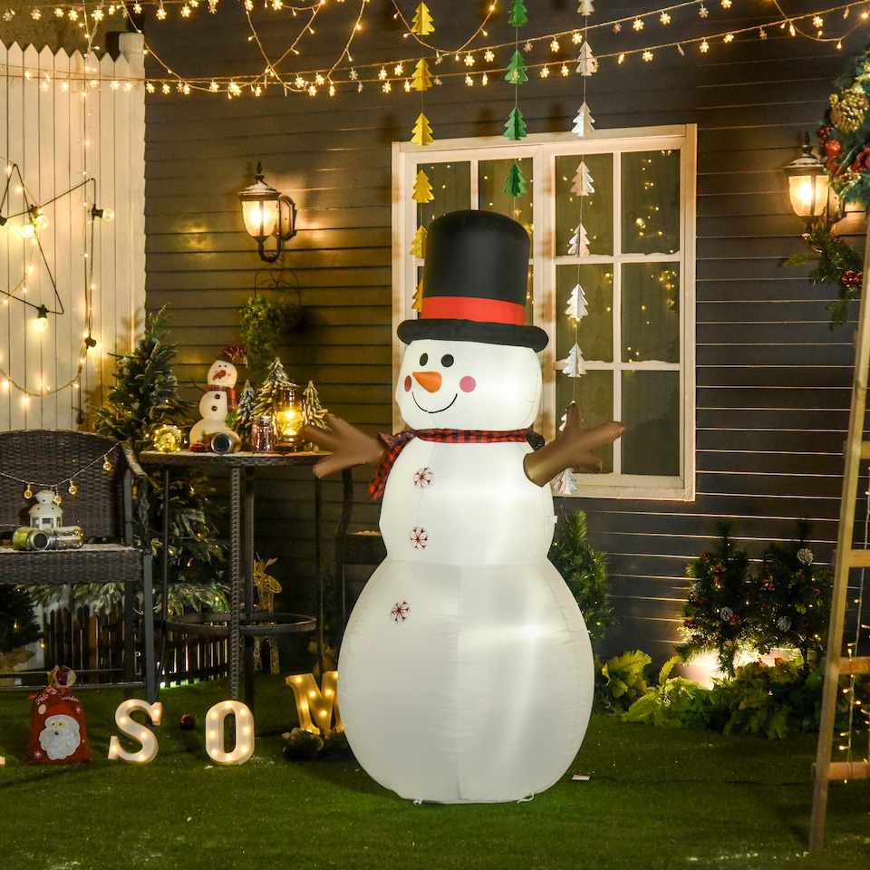 image 1 of HOMCOM 6ft Giant Inflatable Snowman Christmas Decoration w LED Lights Accessories Cute Family Fun Seasonal Outdoor Indoor