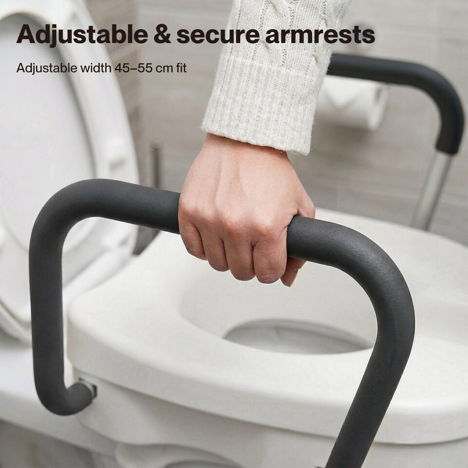 image 1 of Levede Raised Toilet Seat 12cm Riser with Adjustable Arms for Elderly Disabled