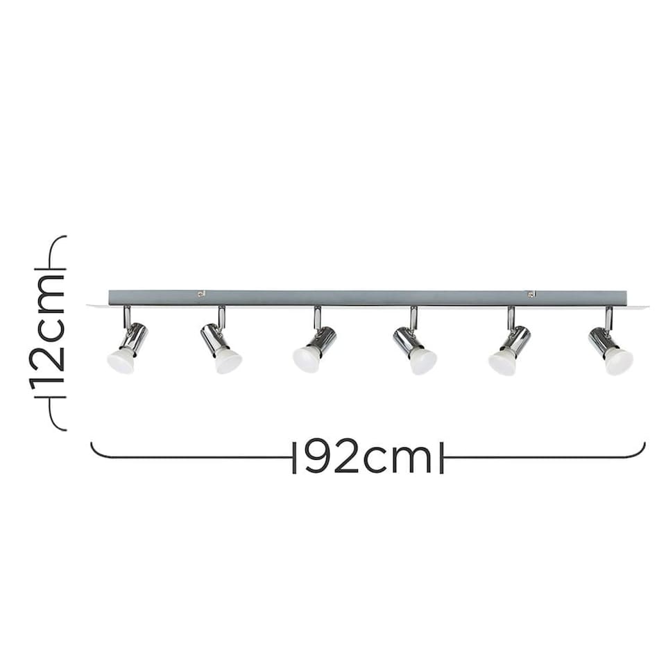 image 1 of ValueLights Chrome 6 Way Adjustable Ceiling Spotlight & Warm White Bulb
