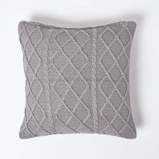 Homescapes Grey Diamond Cable Knit Cushion Cover - 45 x 45 cm | Grey | Grey | 1
