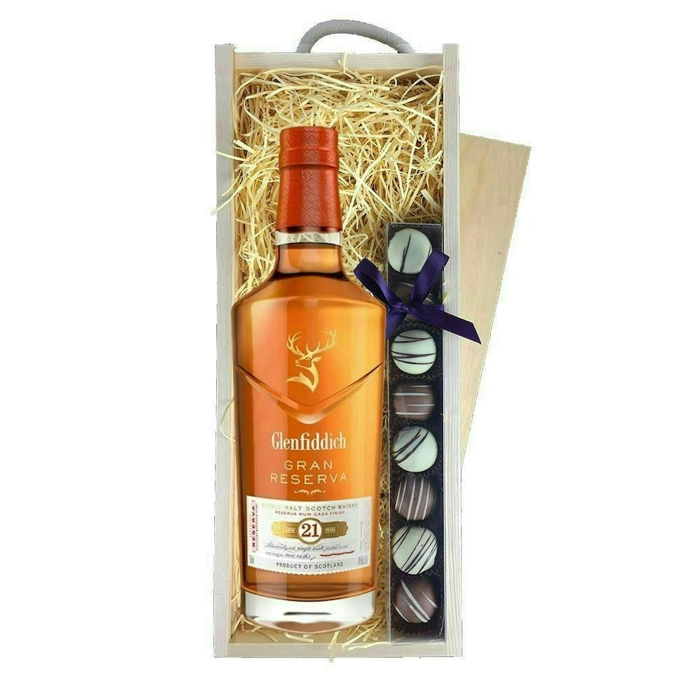 image 1 of Glenfiddich 21 Year Old Gran Reserva Whisky & Truffles, Wooden Box 70cl 40% abv