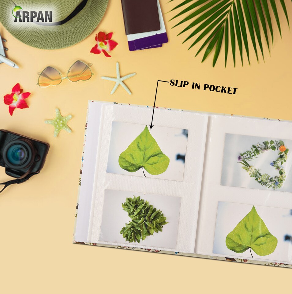 image 1 of ARPAN Fashion Design Photo Album – Holds 200 Photos 5"x7" (13x18cm) with Front Window Cover – Slip In Memo Album for Family, Wedding & Travel Photos