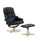 image 1 of Sorento Bonded Leather Swivel Recliner Armchair Chair w Footstool (Black)
