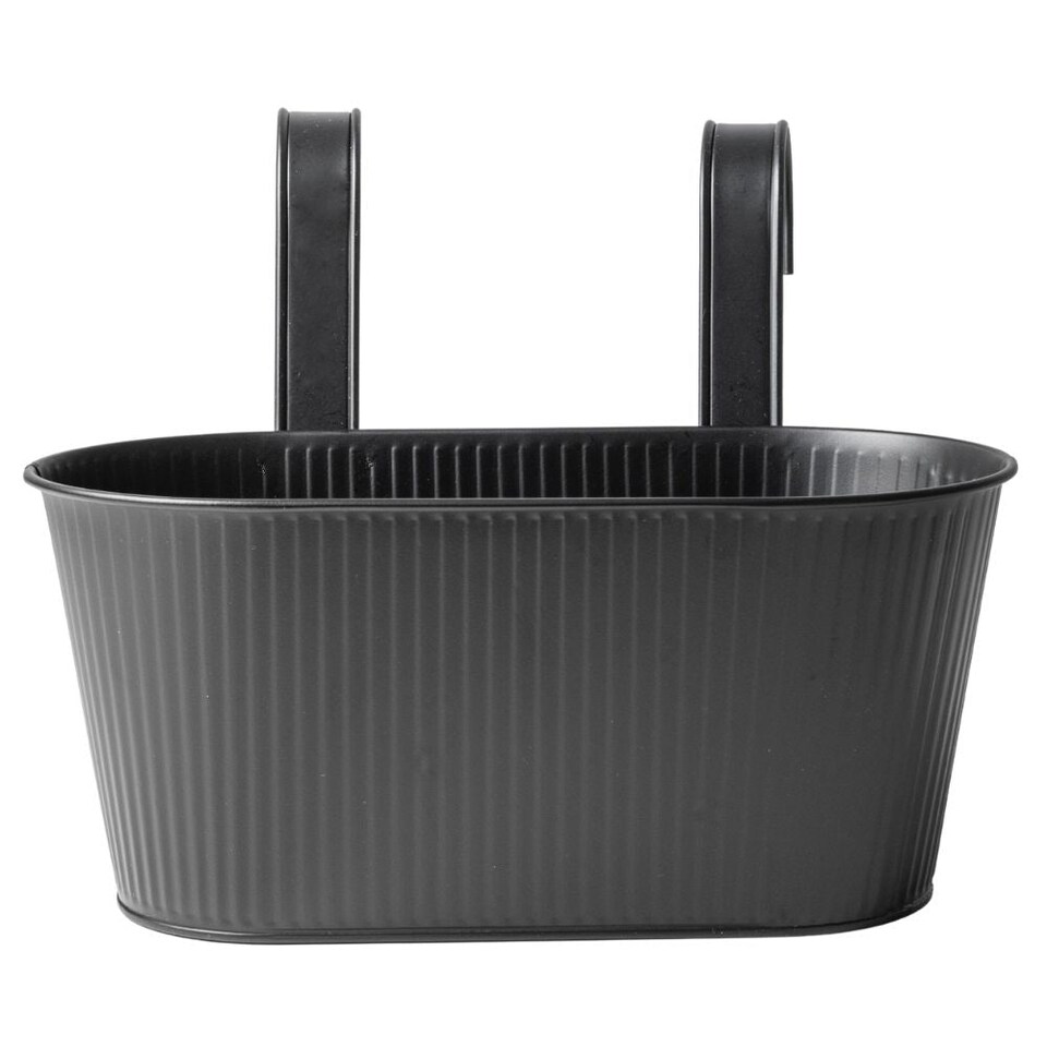 FabFinds Over Fence Ribbed Planter Black 26.5cm