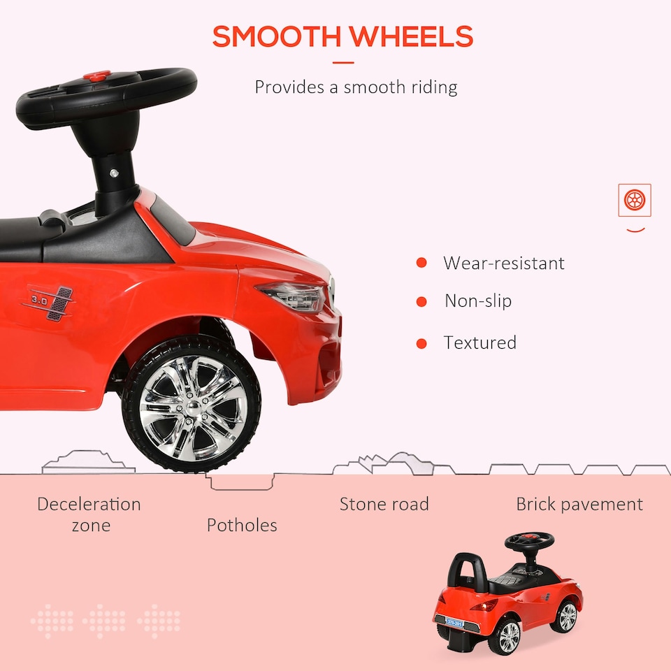 image 1 of HOMCOM Ride on Car Baby Toddler Walker Foot to Floor Sliding Car Slider Red
