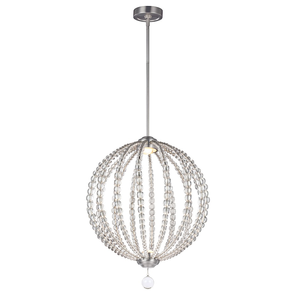 image 1 of Oberlin LED 2 Light Medium Spherical Ceiling Pendant Satin Nickel