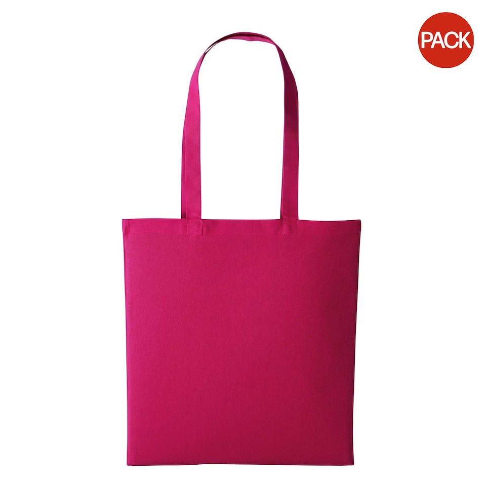 Nutshell Plain Strong Shoulder Shopper Bag (Pack of 2) - Hot Pink - One Size Pink