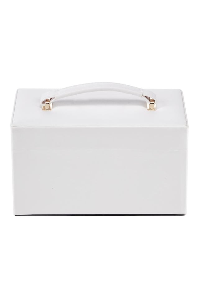 image 1 of Living and Home Lockable Jewellery Storage Box with Drawer-White | White