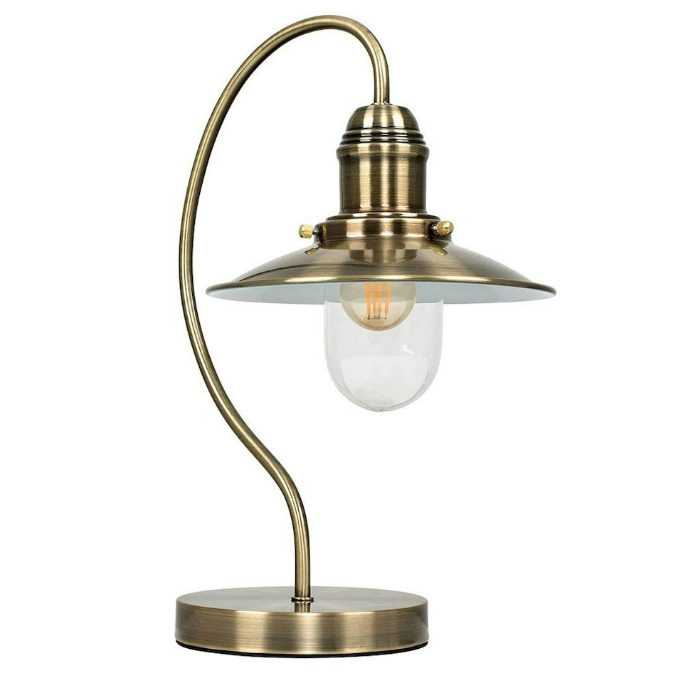 image 1 of ValueLights Ukai Dimmable Brushed Gold Table Lamp and E14 Candle LED 5W Warm White 3000K Bulb Gold