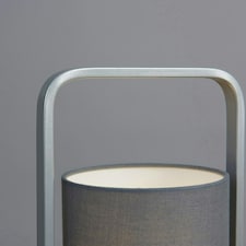 ValueLights Contemporary Silver Metal Lantern Frame Grey Cylinder Table Lamp