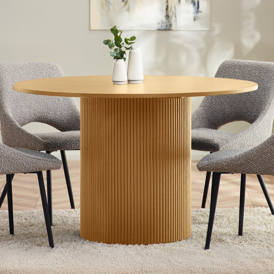image 1 of Louis Light Oak Fluted 120cm Round Dining Table