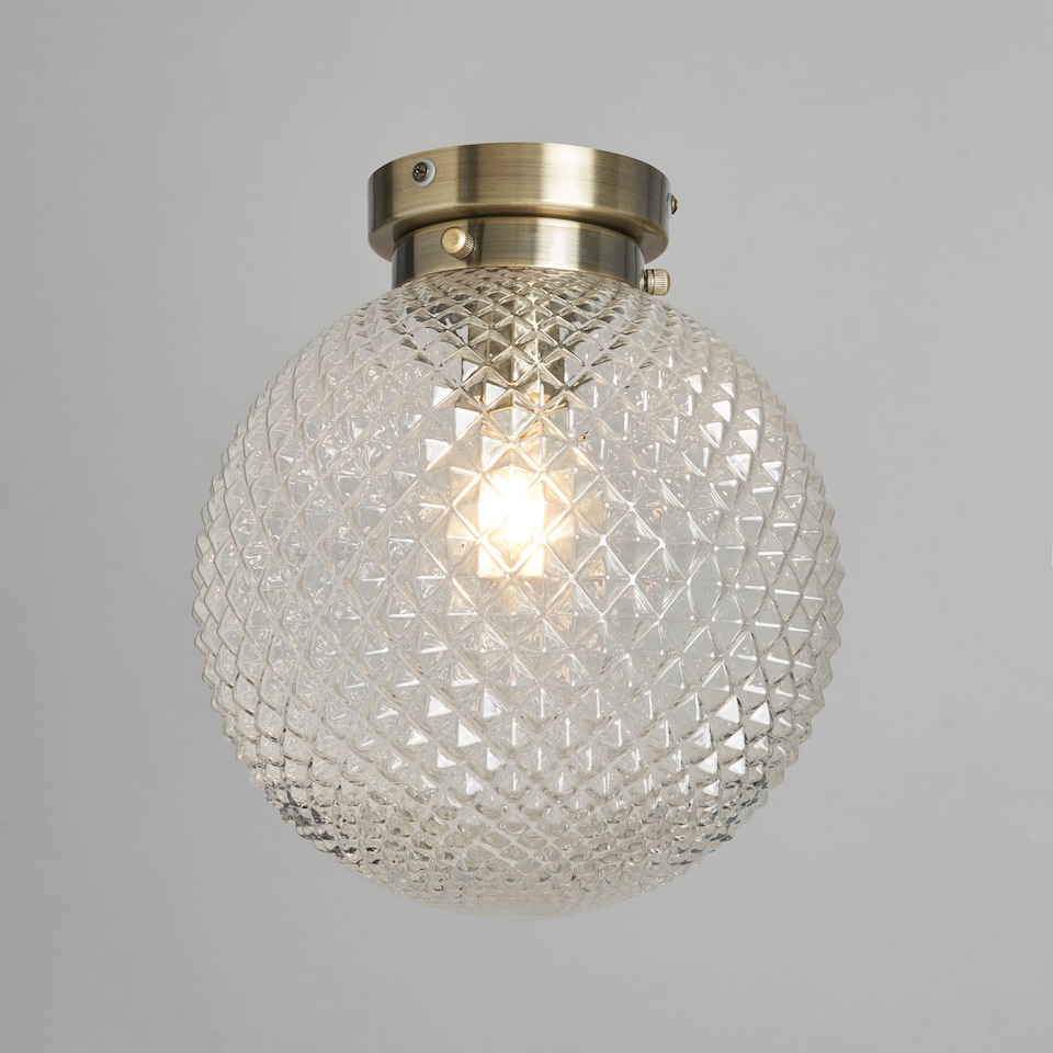 image 1 of BHS Diana Bathroom Flush Ceiling Light, Antique Brass