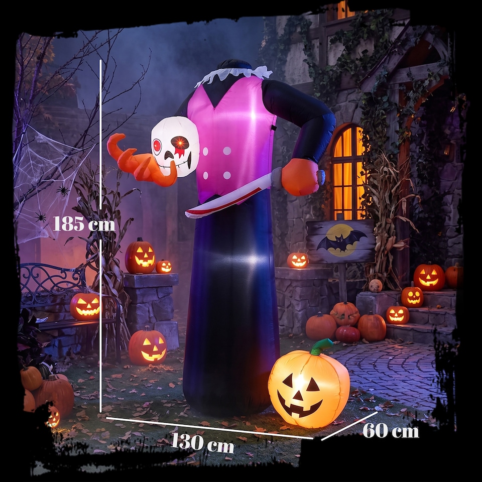 image 1 of Outsunny 6 FT Halloween Inflatable Skeleton, Halloween Headless Skeleton