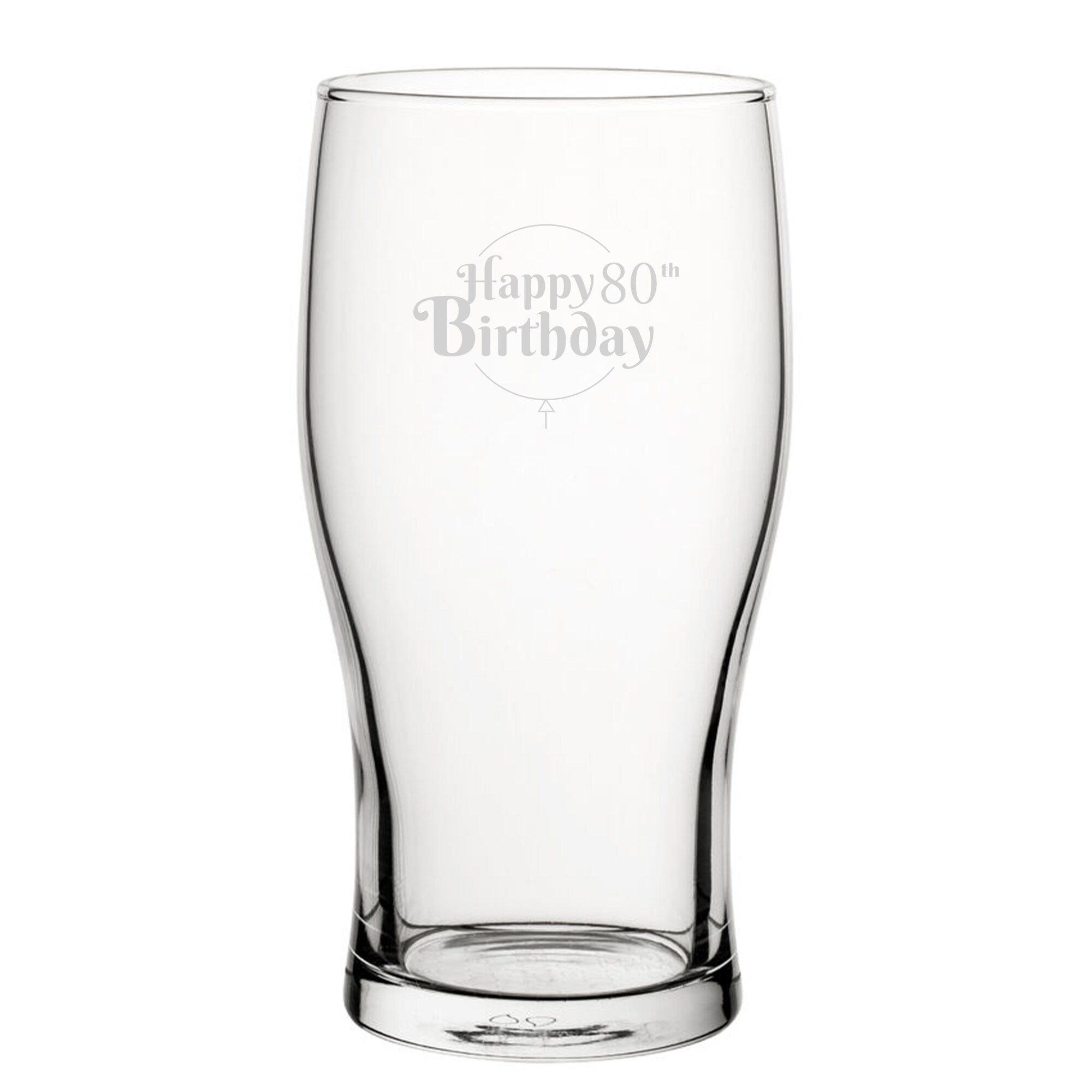 Personalised Happy 80th Birthday Balloon Design Tulip Pint Glass