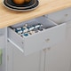image 8 of HOMCOM Rolling Kitchen Island, Utility Serving Cart with Rubber Wood Top Grey